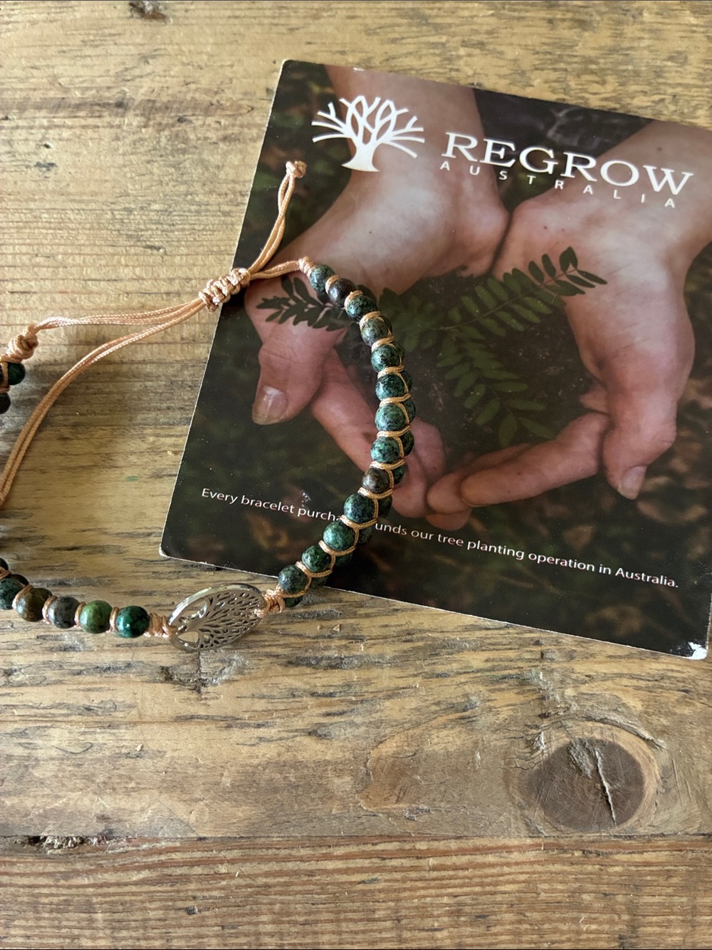 Tree of Life African Jasper Green Beaded Tree of Life Bracelet regrow Australia